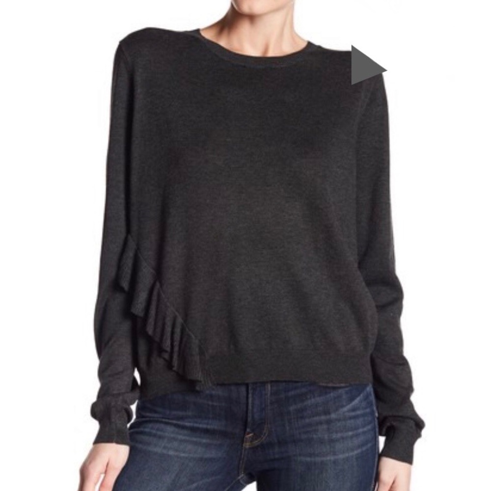 NWT Sweet Romeo asymmetrical Ruffle black sweater
